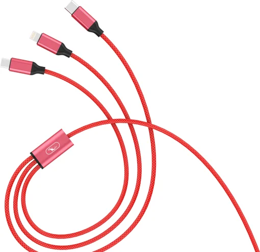 Кабель SkyDolphin S63E 3in1 USB - Lightning/Type-C/MicroUSB 1.2м, Red (USB-000624)