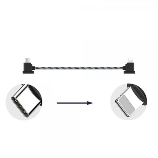 Кабель Goojodoq Type-C-Lightning Nylon для пульта RC-N1 DJI Mavic 3 / Air 2/2S / Mini 2/3 Pro 0.3m Black (32866812366N130TL)