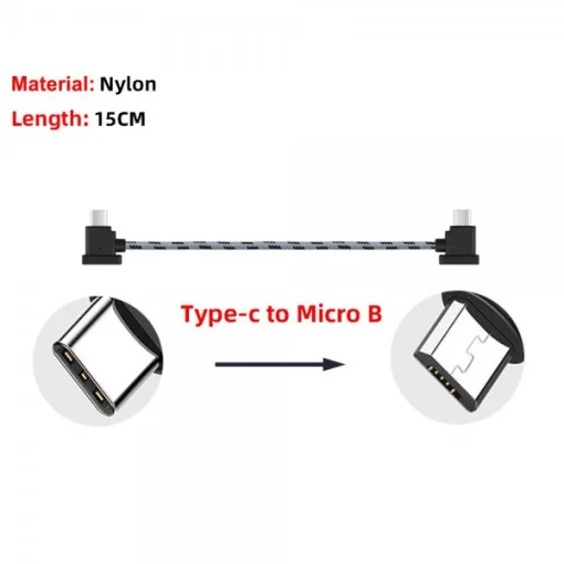 Кабель Goojodoq Type-C-MicroUSB Nylon для пульта RC-N1 DJI Mavic 3/Air 2/2S/Mini 2/3 Pro 0.15m Black (32866812366N115TM)