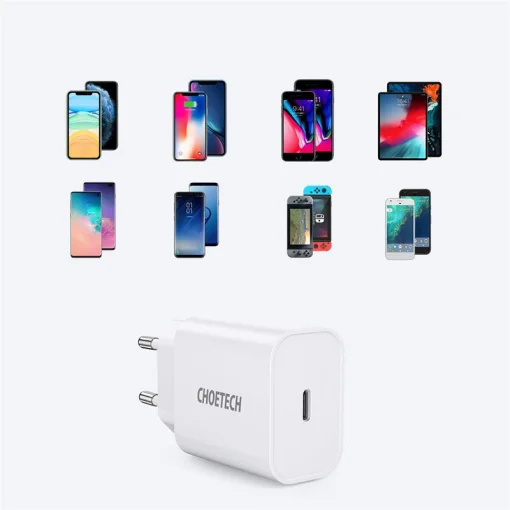 Сетевое зарядное устройство для Choetech (1USBх3A) Type-C PD20W Charger White (Q5004-V5)