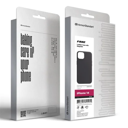 Чехол-накладка Armorstandart Fake Leather для Apple iPhone 14 Black (ARM64391)