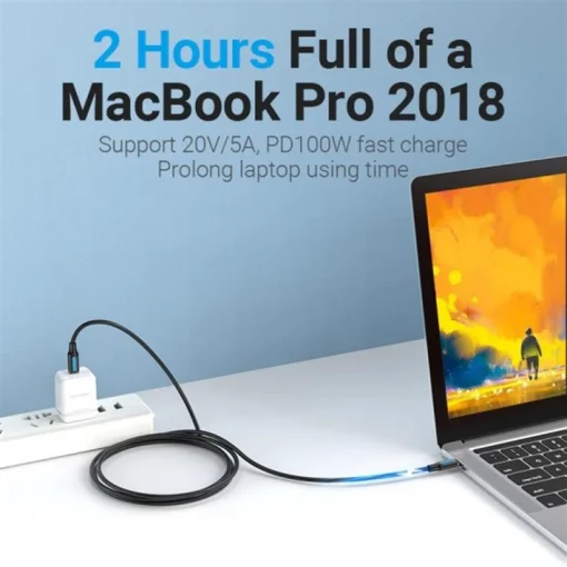 Кабель Vention USB Type-C - USB Type-C (M/M), TPE Round PD 100W, 5A, 1.5м, Black (COTBG)