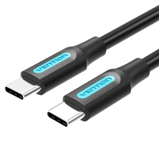 Кабель Vention USB Type-C - USB Type-C (M/M), TPE Round PD 60W, 3A, 1м, Black (COSBF)