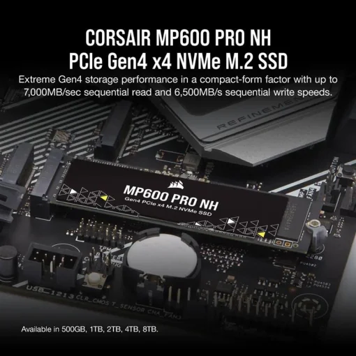 Накопитель SSD 500GB M.2 NVM Corsair MP600 Pro NH M.2 2280 PCIe Gen4.0 x4 3D TLC (CSSD-F0500GBMP600PNH)
