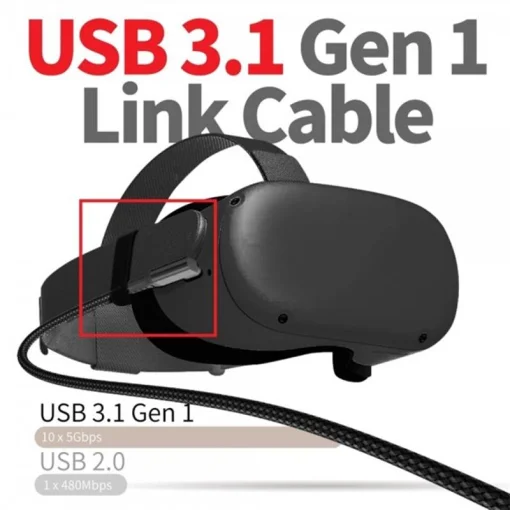 Кабель Type-C-Type-C Gtwin 90° Decules Oculus Quest Gen2 Link VR USB 3.1 Gen1 5Gbps 3A 5m Black (1005003912229640U5B)