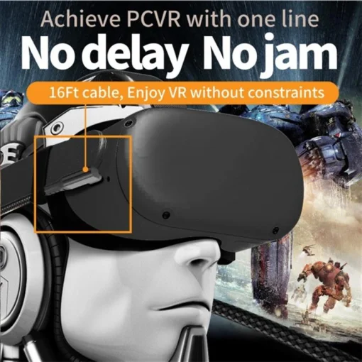 Кабель Type-C-Type-C Gtwin 90° Decules Oculus Quest Gen2 Link VR USB 3.1 Gen1 5Gbps 3A 5m Black (1005003912229640U5B)