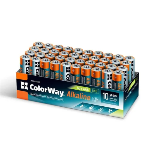 Батарейка ColorWay Alkaline Power AAA/LR03 Цветная коробка 40шт