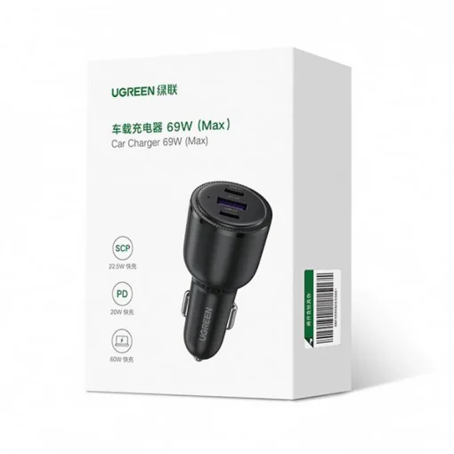 Автомобильное зарядное устройство для Ugreen CD239 (3xUSB 69W (USB-C+USB-A) QC 3.0 Black (20467)