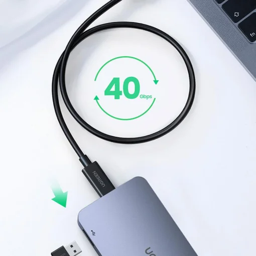Кабель Ugreen US501 USB - USB-C, 0.8м, Black (30389)