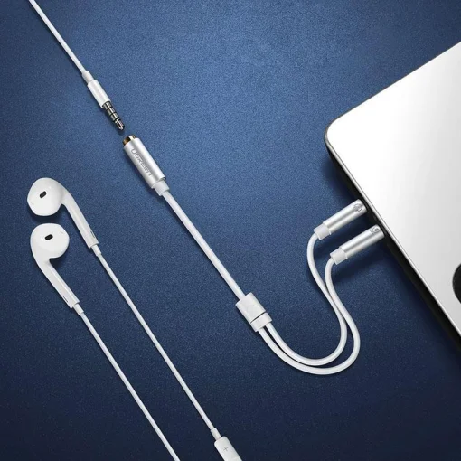 Кабель Ugreen AV140 AUX 3.5 мм TRRS  - TRSx2, 0.2 м, White (20897)