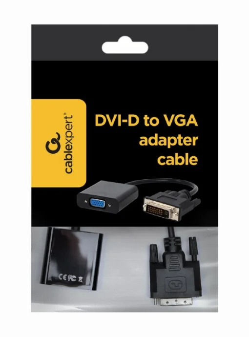 Адаптер Cablexpert (A-DVID-VGAF-01) DVI-D-VGA, 0.2м, черный (пакет)