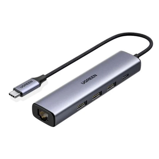 Мережевий адаптер з USB хабом UGREEN CM475 USB 3.0 Gigabit Ethernet Adapter (20932)