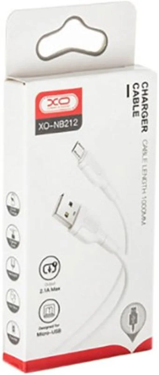 Кабель XO NB212 USB-microUSB 2.1A 1м White (XO-NB212m-WH)