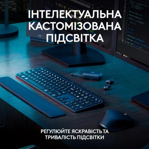 Клавiатура бездротова Logitech MX Keys S Plus Palm Rest Graphite (920-011589)