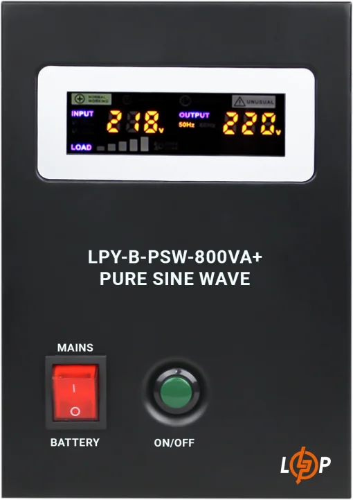 Источник бесперебойного питания LogicPower LPY-B-PSW-800VA+ (560Вт)5A/15A, с правильной синусоидой 12V