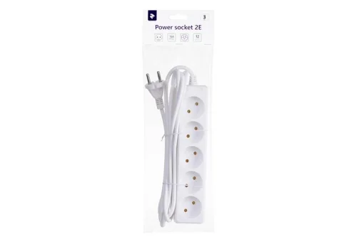 Фільтр живлення 2Е (2E-U05M3) 5 розетки, 3 м, білий