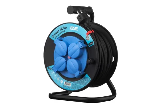 Сетевой удлинитель на катушке 2E 4XSchuko, IP44, 3G*1.5мм, 20м, black (2E-CR4315IP44M20)