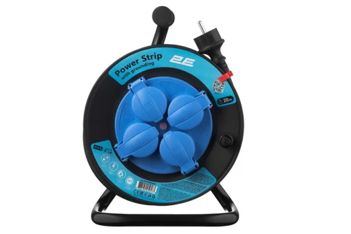 Сетевой удлинитель на катушке 2E 4XSchuko, IP44, 3G*1.5мм, 20м, black (2E-CR4315IP44M20)