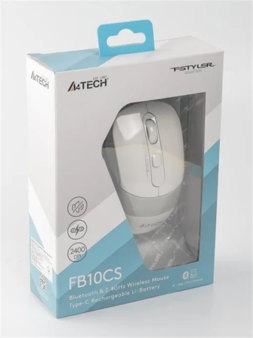 Мышка беспроводная A4Tech Fstyler FB10CS Grayish White USB