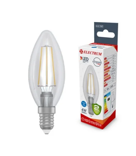 Лампа светодиодная ретро свеча Electrum Filament 4W E14 4000K (A-LC-1367)