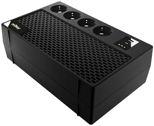 Источник бесперебойного питания NJOY Renton 650 Plus (UPCSBLS665TRPCG01B) Lin.int., AVR, 4 x евро, 1 x USB Type A, 1x USB Type C, пластик