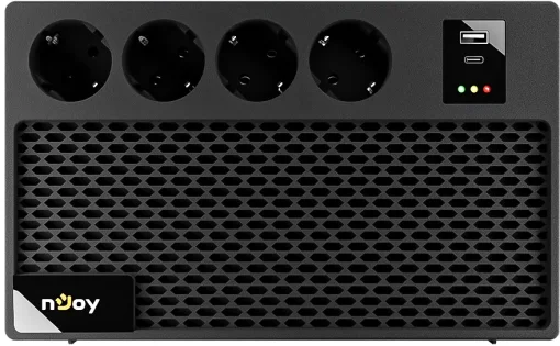 Источник бесперебойного питания NJOY Renton 650 Plus (UPCSBLS665TRPCG01B) Lin.int., AVR, 4 x евро, 1 x USB Type A, 1x USB Type C, пластик