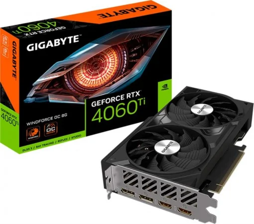 Видеокарта GF RTX 4060 Ti 8GB GDDR6 Windforce OC Gigabyte (GV-N406TWF2OC-8GD)