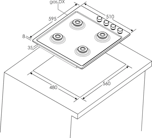 Варочная поверхность газовая CANDY CHW6LPX (33802800)