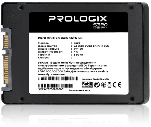 Накопичувач SSD  960GB Prologix S320 2.5" SATAIII TLC (PRO960GS320)
