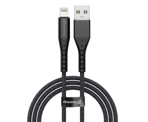 Кабель Grand-X USB-Lightning, 1.2м Black (FL-12B)
