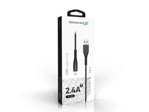 Кабель Grand-X USB-Lightning, 1.2м Black (FL-12B)