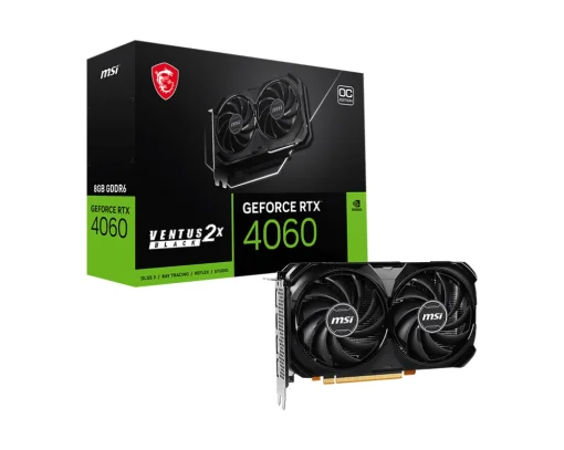 Видеокарта GF RTX 4060 8GB GDDR6 Ventus 2X Black OC MSI (GeForce RTX 4060 VENTUS 2X BLACK 8G OC)
