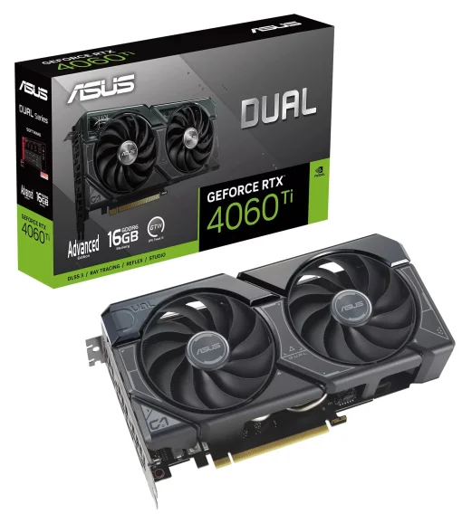 Видеокарта GF RTX 4060 Ti 16GB GDDR6 Dual Advanced Edition Asus (DUAL-RTX4060TI-A16G)