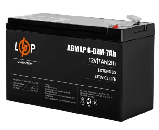 Аккумуляторная батарея LogicPower 12V 7AH (LP 6-DZM-7 Ah) AGM