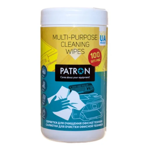 Влажные салфетки Patron (F4-004) для очистки оргтехники, туба 100 шт.