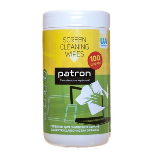 Влажные салфетки Patron (F4-027) для очистки экранов, туба 100 шт.