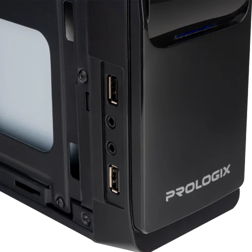 Корпус Prologix E100 Slim 400W 8cm, 2хUSB2.0, Black
