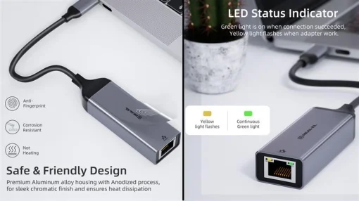 Адаптер REAL-EL CE-150 USB Type-C-RJ45 Black