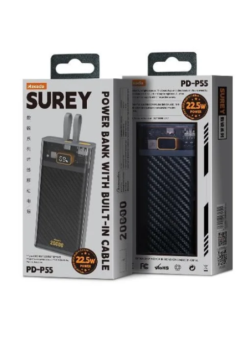 Повербанк PRODA Azeada Surey PD-P55 22.5W PD+QC 20000mAh Black