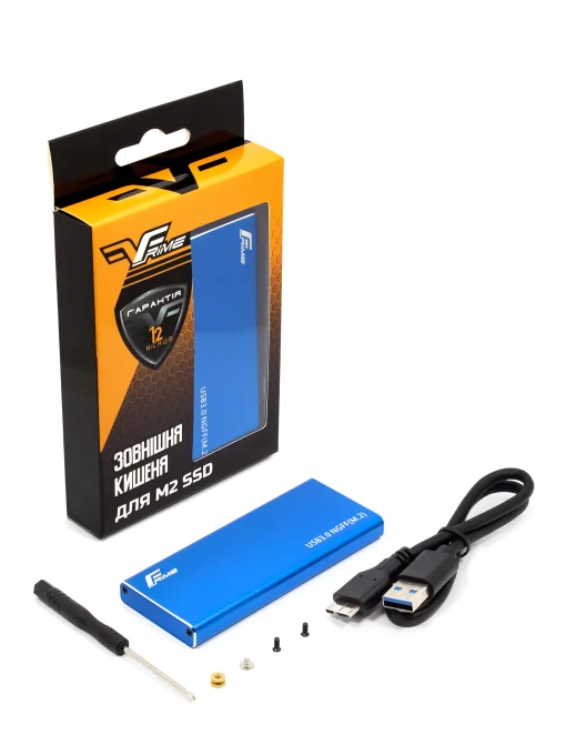 Внешний карман Frime M.2 NGFF SATA, USB 3.0, Metal, Blue (FHE202.M2U30)
