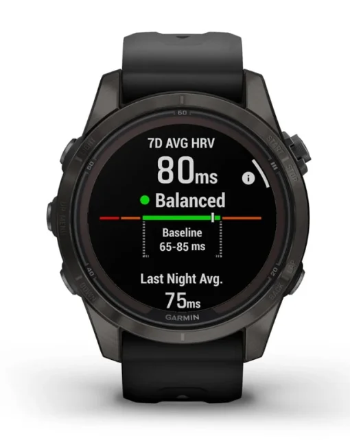 Смарт-годинник Garmin Fenix 7S Pro Sapphire Solar Carbon Gray Titanium with Black Silicone (010-02776-54)