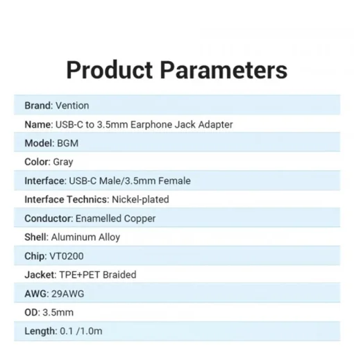Адаптер Vention USB Type C – 3.5 мм (BGMHA)