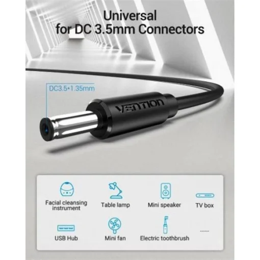 Кабель Vention USB - DC 3.5мм (M/M), 0.5м, Black (CEXBD)