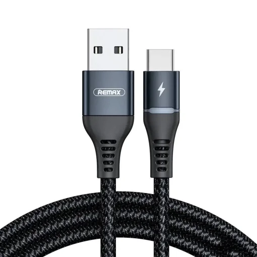 Кабель Remax RC-152a Colorful Light USB - USB Type-C, 2.4A, 1м, Black (6972174152080)