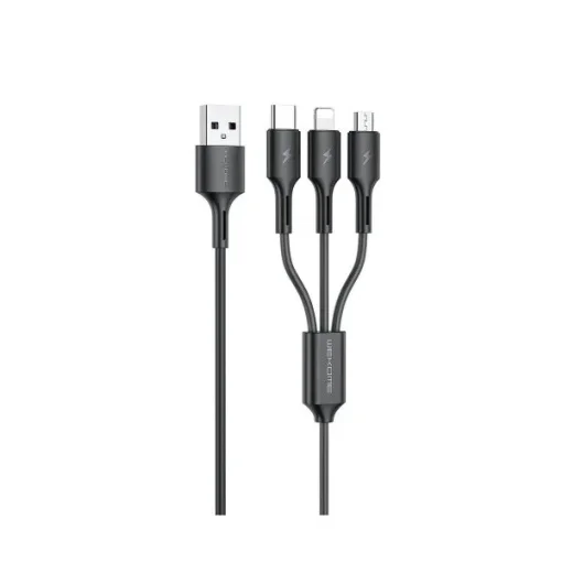 Кабель WK WDC-137 Upine Series 3-in-1 Lightning-MicroUSB-Type-C, 1.2м Black (6941027616284)