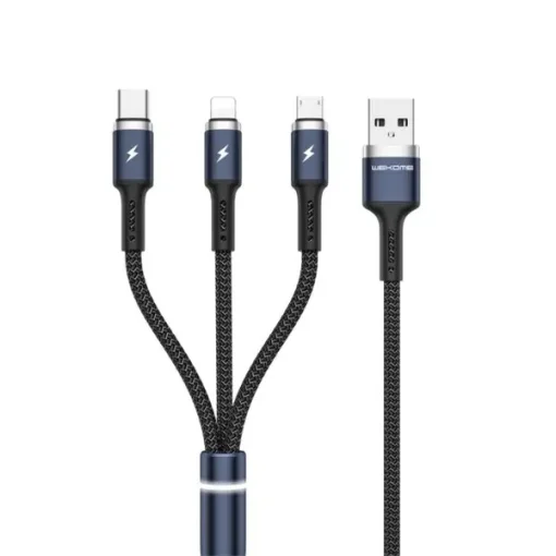 Кабель WK WDC-119 Fython 3-in-1 Lightning-MicroUSB-Type-C, 1.2м Black (6941027613702)
