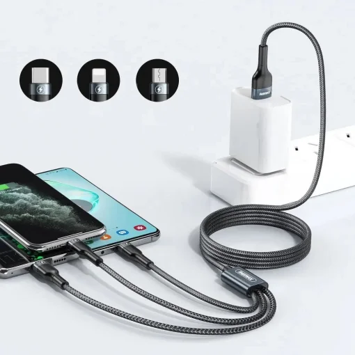 Кабель Remax RC-070th Sury2 Lightning/microUSB/Type-C, 1м Silver (6972174156781)