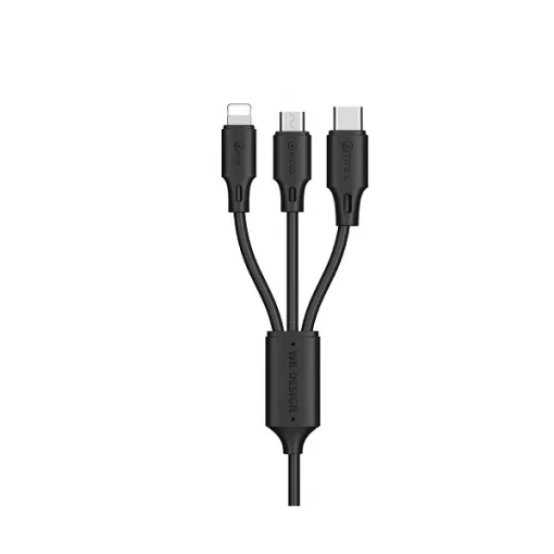 Кабель WK WDC-103th Type-C/Lightning/MicroUSB-USB 3А, 1.15м Black (6941027606490)
