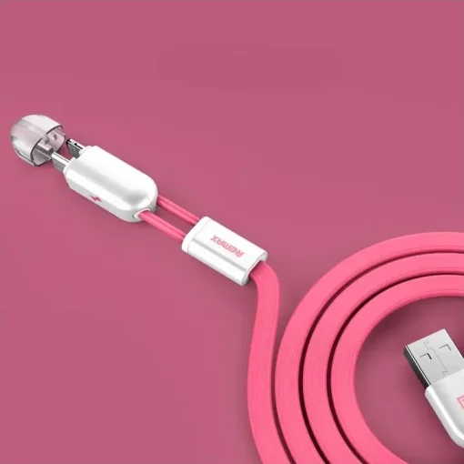 Кабель Remax RC-025t Gemini Lightning/microUSB, 1м Pink (6954851251286)
