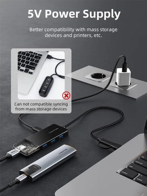 Концентратор Cabletime USB Type C - 4 Port USB 3.0, 0.15 cm (CB03B)